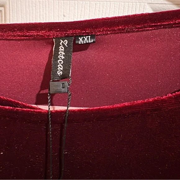 Zattcas Red Velvet Maxi Dress Size XXL - Picture 3 of 3